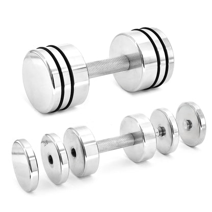 Steel Dumbbells Ultracompact Adjustable Chrome Dumbbell With Home Gym Workout (10KG, 15  KG)
