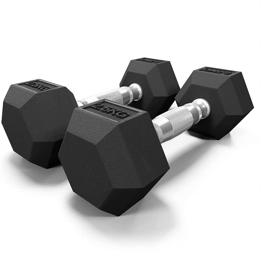 Rubber Encased Hex Dumbbell Hand Weight (Set Of 2pc)