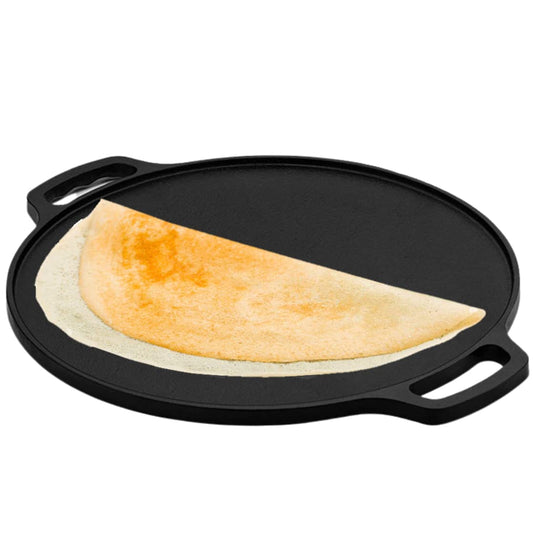 Eugor Now in India Pre Seasoned Cast Iron 12 Inches / 304MM Dosa Tawa Seasoned with Organic Vegetable Oil (Dosa Tawa)